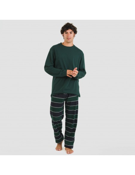 Pijama largo algodón hombre Lorenzo verde Pijama largo algodón hombre Lorenzo verde