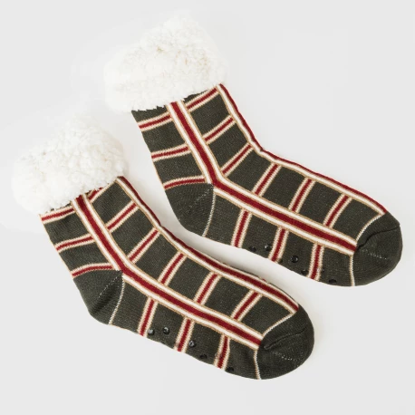 Calcetines mujer Cuadro Nelby verde caceria