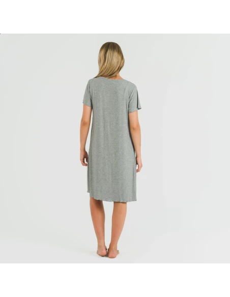 Blusón manga corta canalé viscosa liso Blusón manga corta canalé viscosa liso