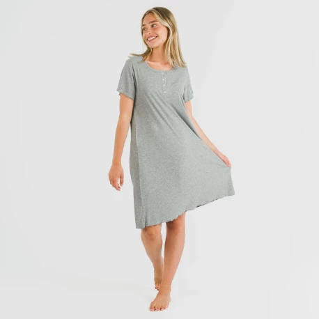 Blusón manga corta canalé viscosa liso