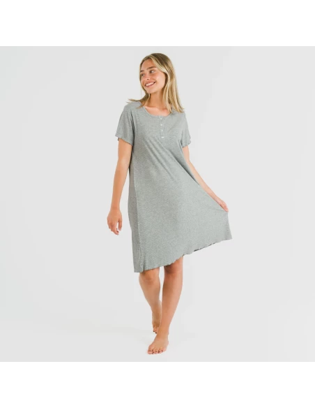 Blusón manga corta canalé viscosa liso Blusón manga corta canalé viscosa liso