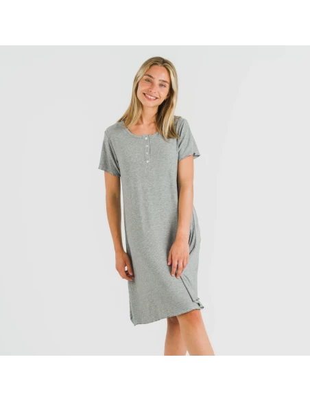 Blusón manga corta canalé viscosa liso Blusón manga corta canalé viscosa liso