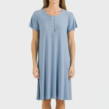 Blusón manga corta canalé viscosa liso