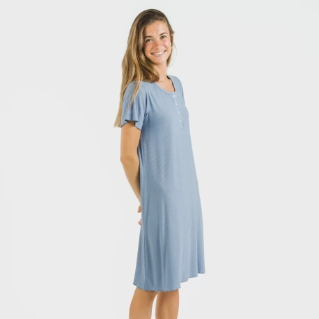 Blusón manga corta canalé viscosa liso