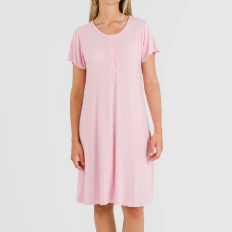 Blusón manga corta canalé viscosa liso