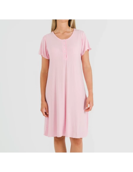 Blusón manga corta canalé viscosa liso