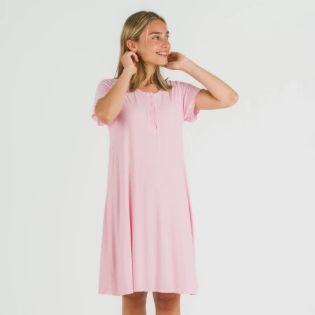 Blusón manga corta canalé viscosa liso