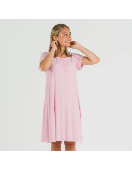 Blusón manga corta canalé viscosa liso