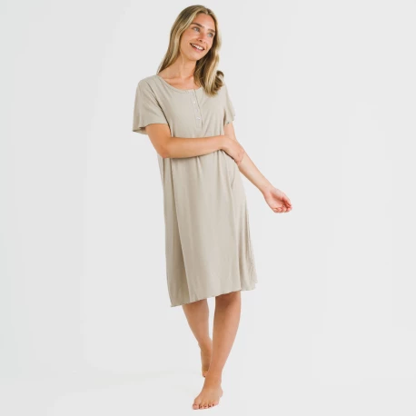 Blusón manga corta canalé viscosa liso