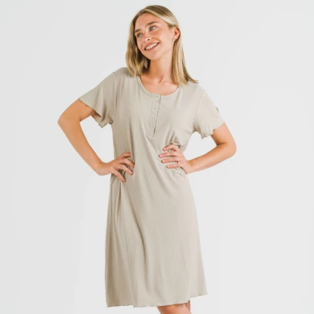 Blusón manga corta canalé viscosa liso