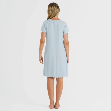 Blusón manga corta canalé viscosa liso