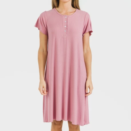 Blusón manga corta canalé viscosa liso