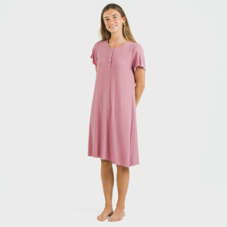 Blusón manga corta canalé viscosa liso