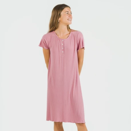 Blusón manga corta canalé viscosa liso