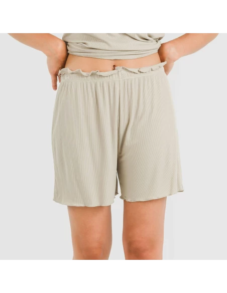 Pijama corto de manga corta mujer canale viscosa liso Pijama corto de manga corta mujer canale viscosa liso