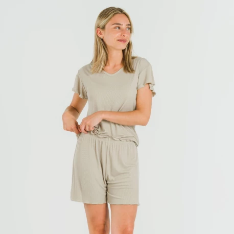 Pijama corto de manga corta mujer canale viscosa liso
