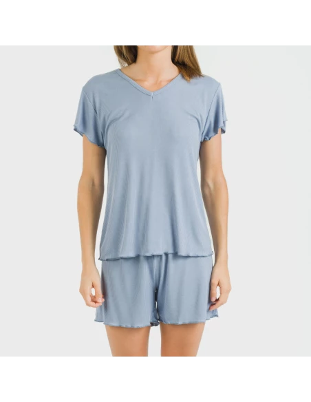 Pijama corto de manga corta mujer canale viscosa liso