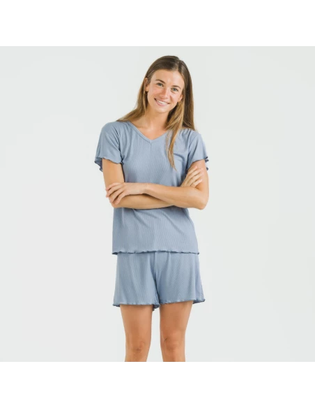 Pijama corto de manga corta mujer canale viscosa liso