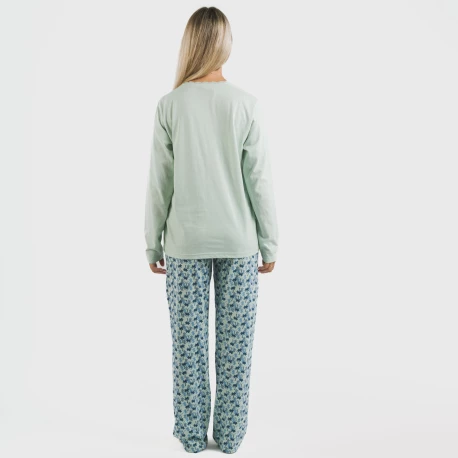 Pijama largo algodón Gaia verde tiffany