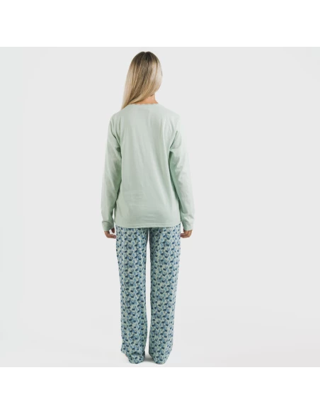 Pijama largo algodón Gaia verde tiffany Pijama largo algodón Gaia verde tiffany