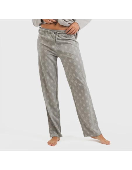 Pijama largo algodón Garbo gris mezcliyado Pijama largo algodón Garbo gris mezcliyado
