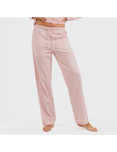 Pijama largo algodón Checo rosa Pijama largo algodón Checo rosa