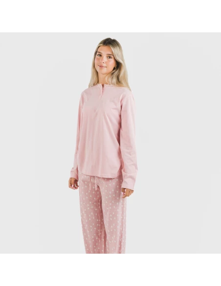 Pijama largo algodón Kim rosa