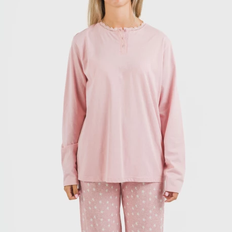 Pijama largo algodón Kim rosa