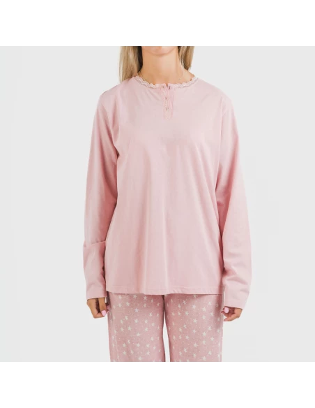 Pijama largo algodón Kim rosa