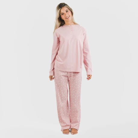 Pijama largo algodón Kim rosa