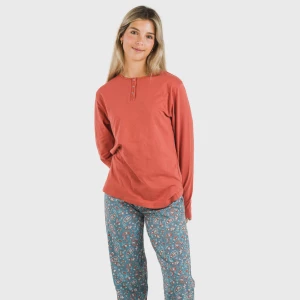 Pijama largo algodón Campiña teja 2