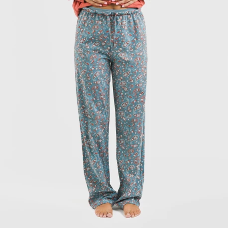 Pijama largo algodón Campiña teja