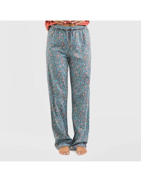 Pijama largo algodón Campiña teja