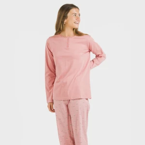Pijama largo algodón Santi rosa