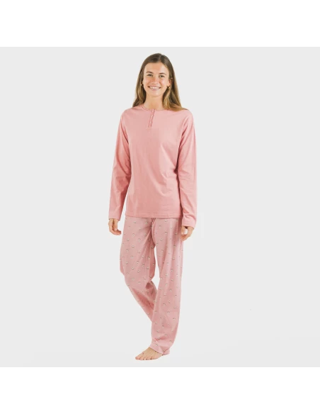 Pijama largo algodón Santi rosa Pijama largo algodón Santi rosa