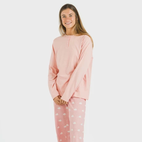 Pijama largo algodón Nubecita rosa