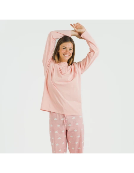 Pijama largo algodón Nubecita rosa