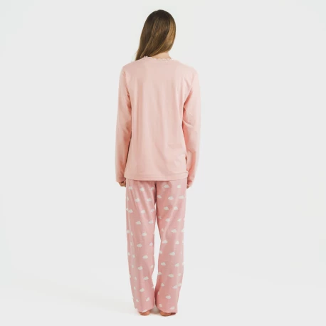 Pijama largo algodón Nubecita rosa
