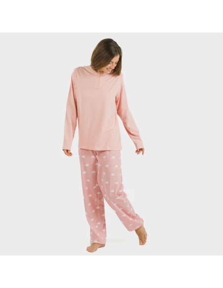 Pijama largo algodón Nubecita rosa