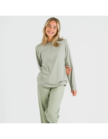 Pijama largo algodón Steve verde caceria Pijama largo algodón Steve verde caceria