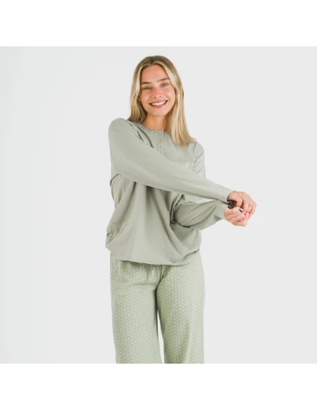 Pijama largo algodón Steve verde caceria Pijama largo algodón Steve verde caceria