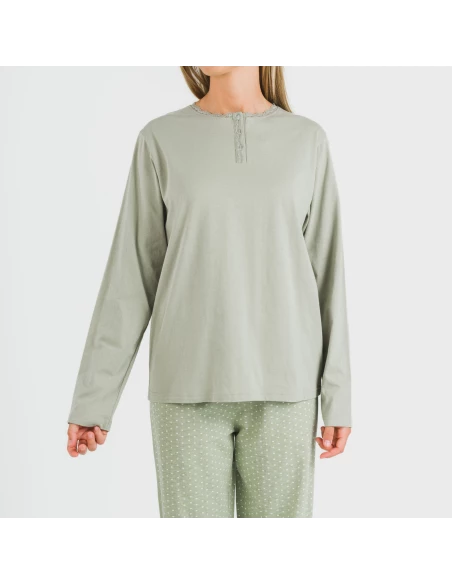Pijama largo algodón Steve verde caceria Pijama largo algodón Steve verde caceria