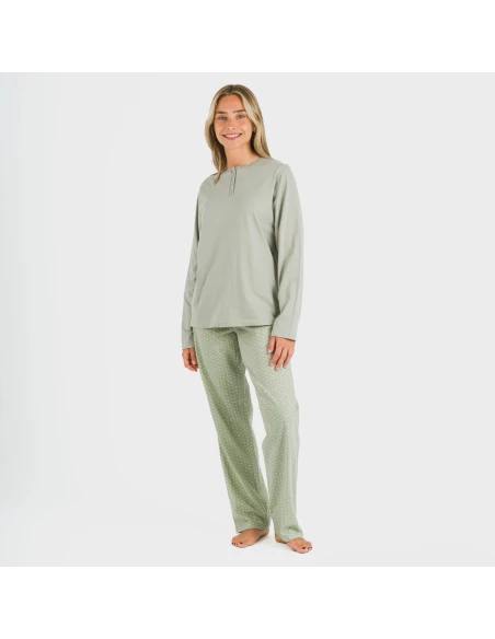 Pijama largo algodón Steve verde caceria Pijama largo algodón Steve verde caceria