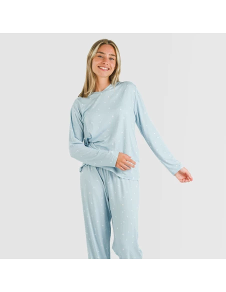 Pijama largo mujer soft Ambarina celeste Pijama largo mujer soft Ambarina celeste