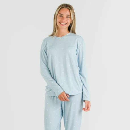 Pijama largo mujer soft Ambarina celeste