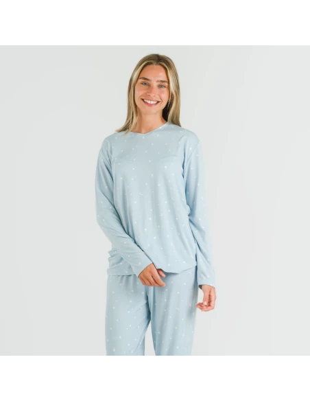 Pijama largo mujer soft Ambarina celeste Pijama largo mujer soft Ambarina celeste