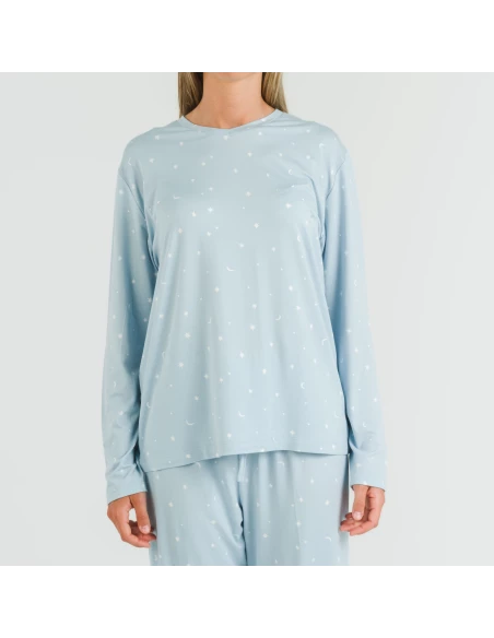 Pijama largo mujer soft Ambarina celeste Pijama largo mujer soft Ambarina celeste