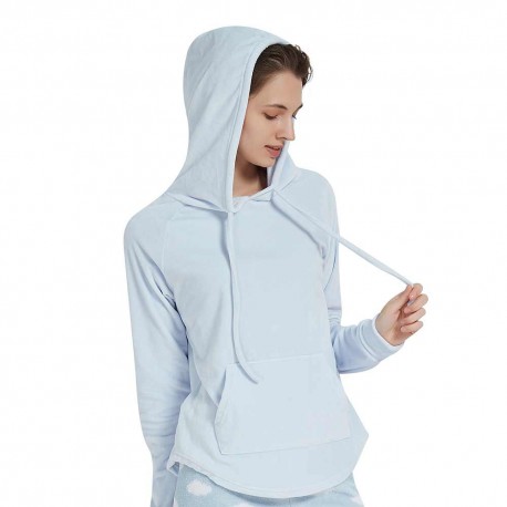 Sudadera Super soft con capucha celeste sudaderas-mujer