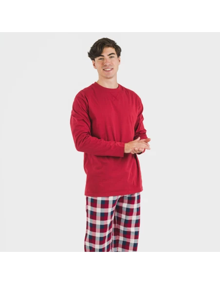 Pijama hombre franela Cuadro Ferni burdeos Pijama hombre franela Cuadro Ferni burdeos
