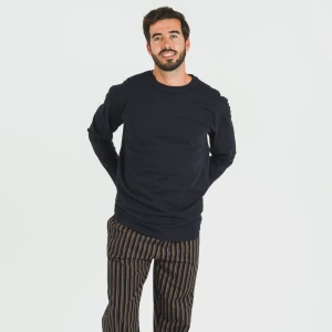 Pijama hombre franela Raya Vermont azul marino 2